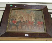 GOOD QUALITY WALNUT FRAMED HUNTING PRINT