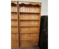 PINE FRAMED FIVE FIXED SHELF BOOKCASE