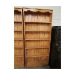 PINE FRAMED FIVE FIXED SHELF BOOKCASE