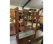 OAK FRAMED THREE SECTIONAL STICK STAND WITH SPLAT BACK
