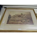 GILT FRAMED PRINT OF NORWICH MARKET