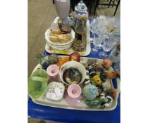 TWO TRAYS OF MIXED MINIATURE ORNAMENTS, PLATES, BEER STEINS ETC