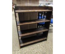 OAK FRAMED OPEN FRONTED AND BACK FOUR FIXED SHELF BOOKCASE