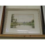 GOOD QUALITY WATERCOLOUR BY W J COMAN OF A RIVER SCENE