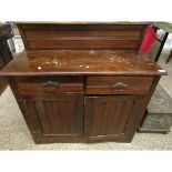 EDWARDIAN WALNUT SIDEBOARD WITH TWO DRAWERS OVER TWO PANELLED AND REEDED CUPBOARD DOORS