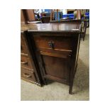 OAK BEDSIDE CUPBOARD WITH SINGLE DRAWER AND PANELLED CUPBOARD DOOR