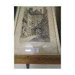 ELSIE V COLE, SIGNED BLACK AND WHITE ETCHING, "ST FAITH'S LANE, NORWICH", 25 X 16CM