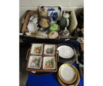 QUANTITY OF MIXED HORS D'OEUVRES DISHES, PLATES, FLOWER ENCRUSTED WARES ETC (2)