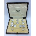 Cased set of mother of pearl cufflinks & dress buttons