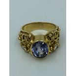 Sapphire & diamond abstract ring