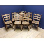 8 Rustic small elm chairs (some need repair)