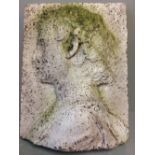 Continental resin plaque of a ladies head in relief 34 X 27cm