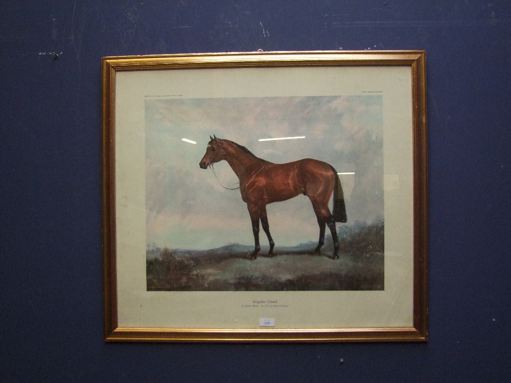 Juliet McLeon, large equine print study of racehorse "Brigadier Gerard" 61.5x70cm