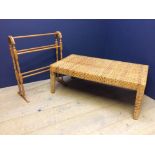 Wicker effect rectangular coffee table & towel rail