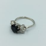 Platinum set sapphire & diamond ring of 1.7cts approx