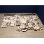 2 Pairs Nina Campbell Pavouck fabric lined curtains. 138L x 120W cm, 116L x 122W cm Valance 155W cm.