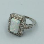 Silver cubic zirconia & opal ring