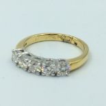 18ct yellow gold brilliant cut 5 stone diamond ring of 1ct