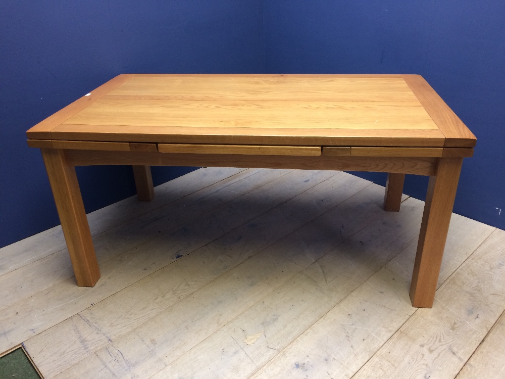 Contemporary extending oak dining table 158 cm closed, 260 cm extended - Image 2 of 3