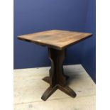 Oak square cafe/bistro table with pedestal base 61 cm square