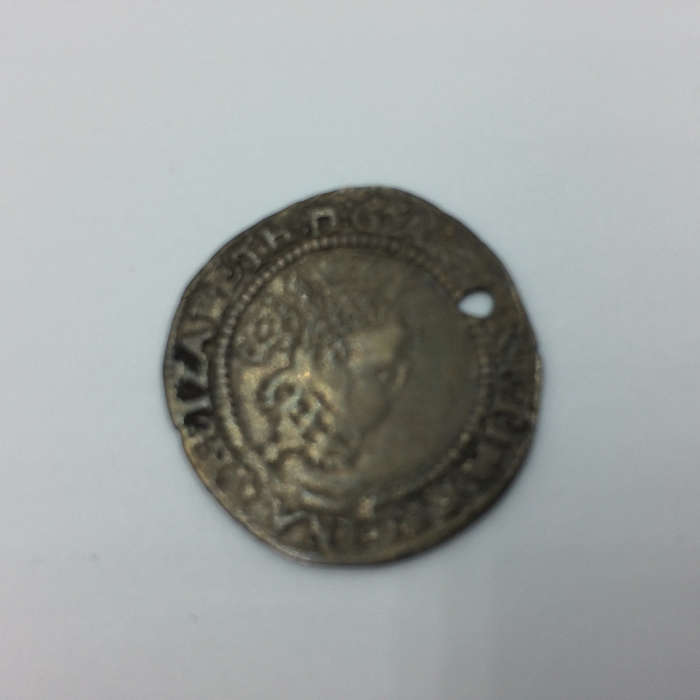 Elizabeth I silver sixpence 1532, drill hole & wear to edge - Image 3 of 3