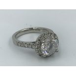 Large solitaire diamond ring set in platinum, with 2.62ct centre stone, Anchor Cert, colour G, VS