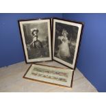 Pair of C19th lithographs of elegant ladies, signed in pencil; a signed etching of a French facade &