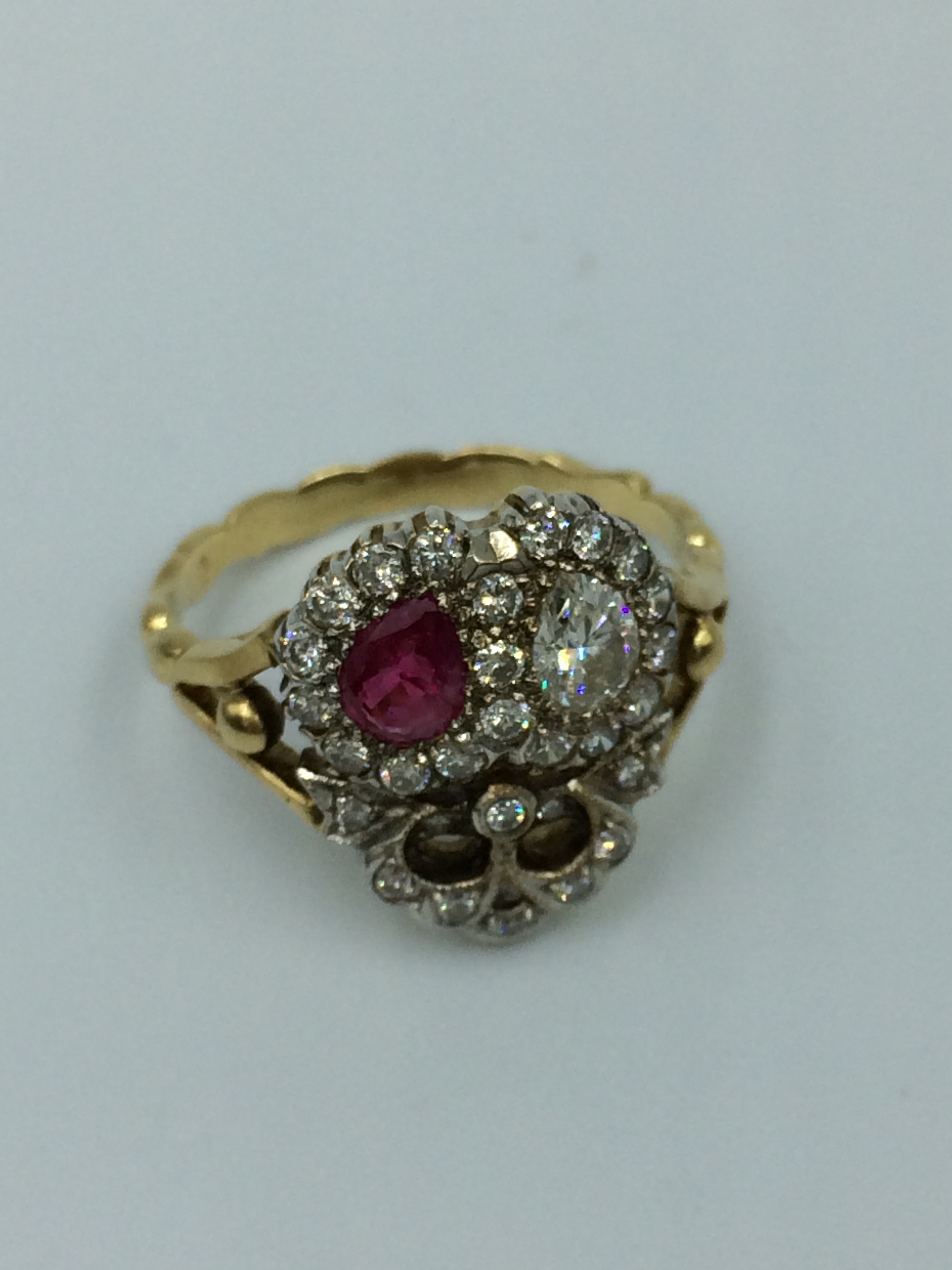 Ruby & diamond double heart ring