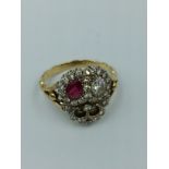 Ruby & diamond double heart ring