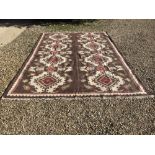 OKA rug, light brown & cream ground with pinks & floral motifs 365x254cm (cost £1000 new)