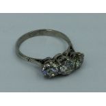 Diamond 3 stone ring in platinum 52pts, 54pts, 72pts colour G/H