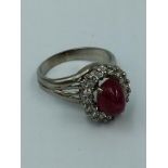 Burmese ruby cluster ring 4.2cts, GCS certificate