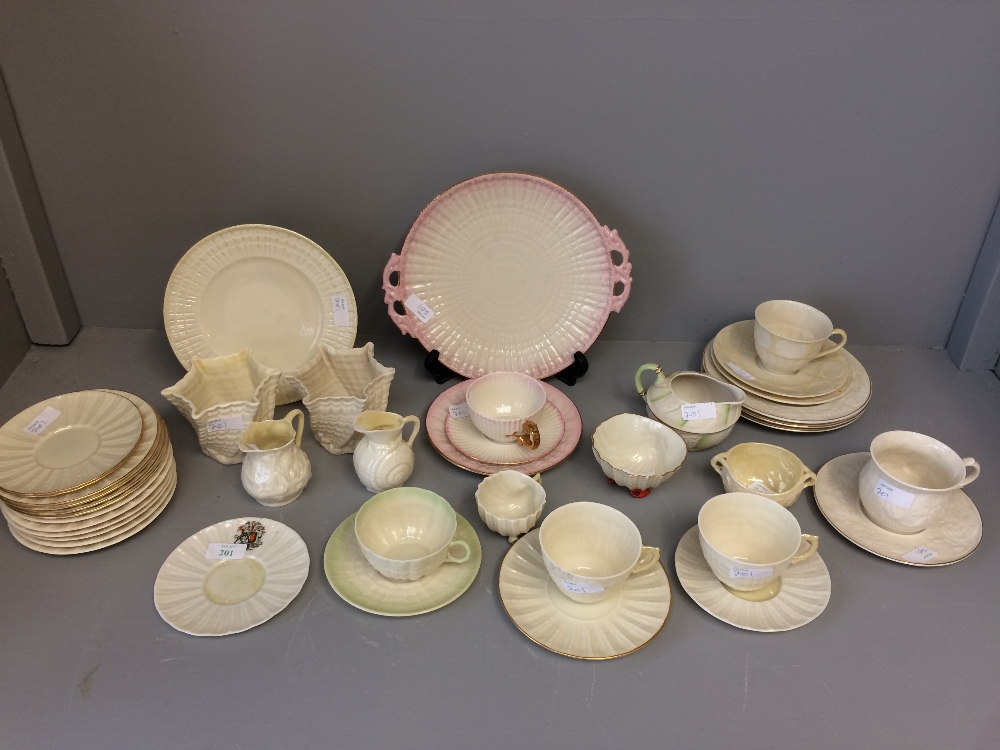 Qty of miscellaneous Belleek teaware & vases