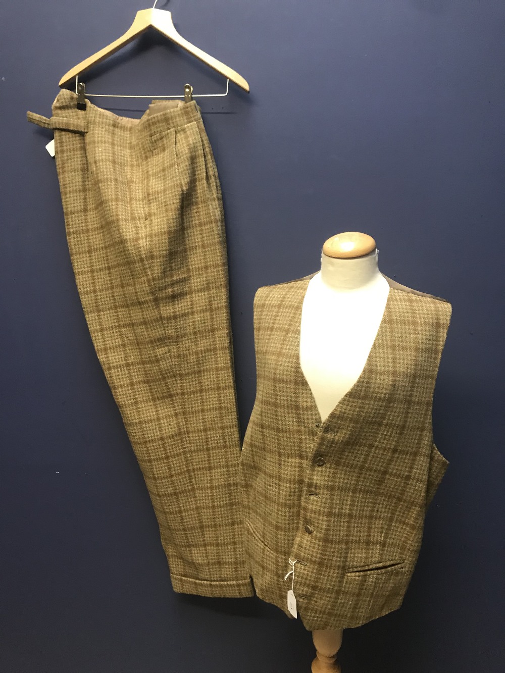 Savile Row bespoke gents Tweed waistcoat & trousers