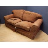 Brown loose covered sofa 190 W X 93 D cm
