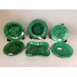 8 Various C19th green plates & dishes