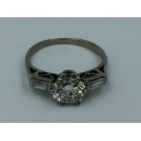 Art Deco diamond & solitare ring colour G, SI clarity 1.08