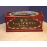 Painted wooden chest, with nautical theme - 1874 Star of Russia, Belfast painted to front, with ship