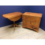 Small modern chest of drawers, similar pine drop leaf table