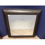 Heavy metal cushioned frame square wall mirror, the plate 65 cm square