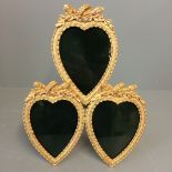 C20th gilt metal triple heart shaped photograph frame 33H cm