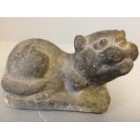 Oriental carved stoneware cat 20L cm
