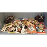 Boxing related memorabilia & ephemera inc qty "The Ring" magazines 1950s, leather boxing gloves,