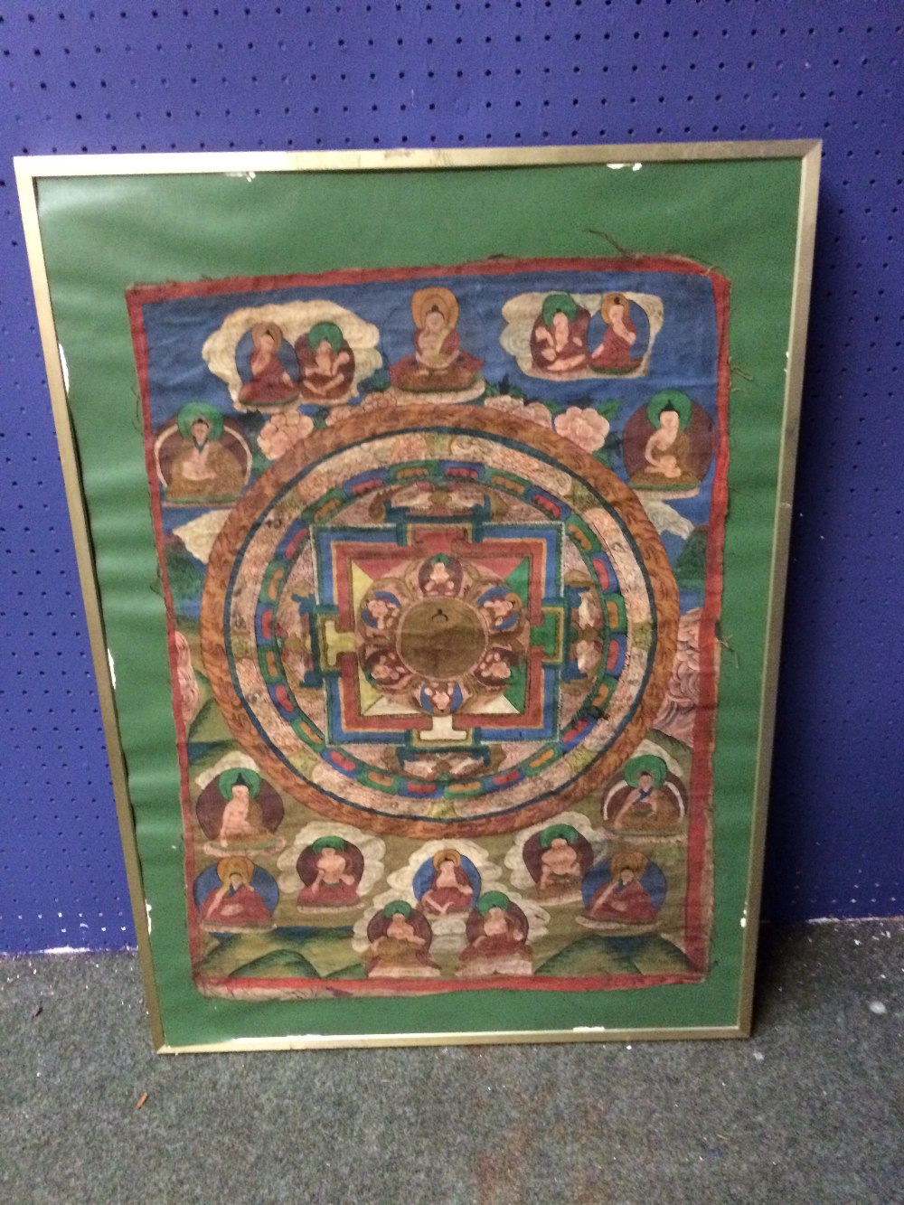 Oriental thangka 59 X 41cm laid down