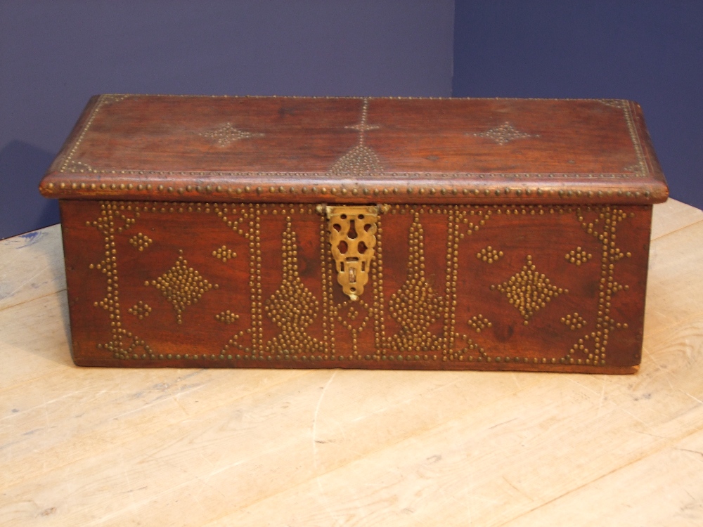 Decorative wooden chest, studded to exterior surround