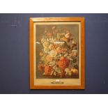 After J Nigg, colour print "Floral still life" 82x49cm in maple frame