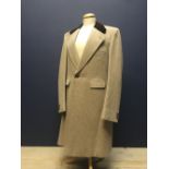 Savile row beige frock coat with brown silk velvet collar