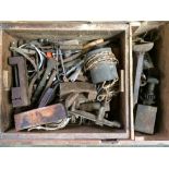 General Clearance Lots: wooden tool box with tools.