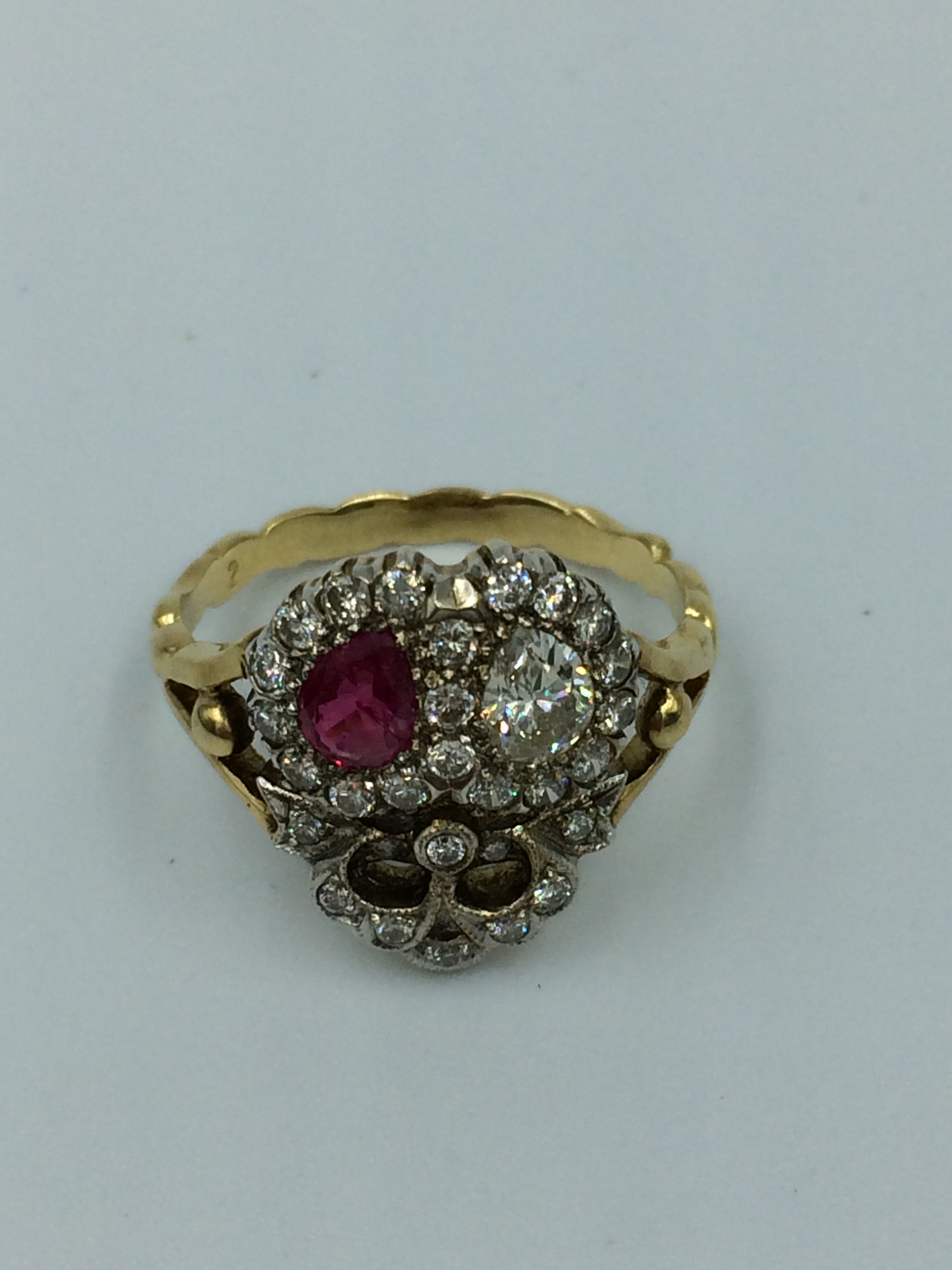 Ruby & diamond double heart ring - Image 2 of 2