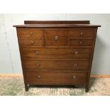 Large mahogany chest of 3 long drawers under 4 short drawers & central double depth drawer